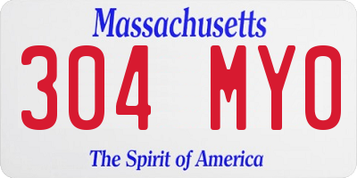MA license plate 304MY0