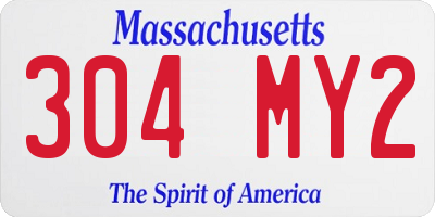 MA license plate 304MY2