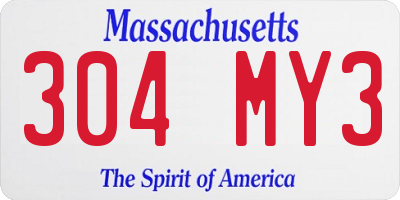 MA license plate 304MY3
