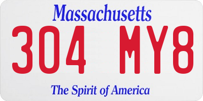 MA license plate 304MY8
