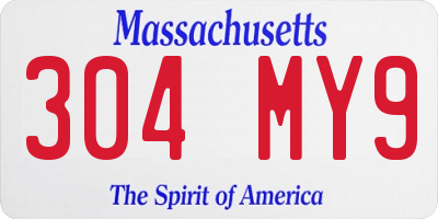 MA license plate 304MY9