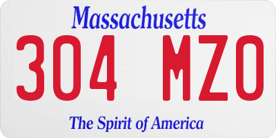 MA license plate 304MZ0