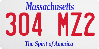 MA license plate 304MZ2