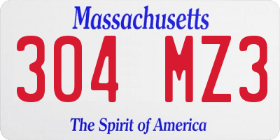 MA license plate 304MZ3