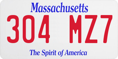 MA license plate 304MZ7