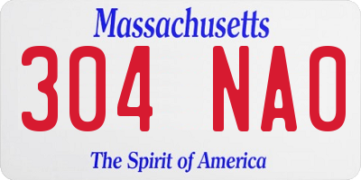 MA license plate 304NA0