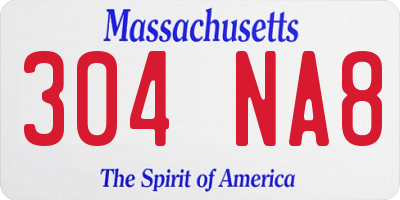 MA license plate 304NA8