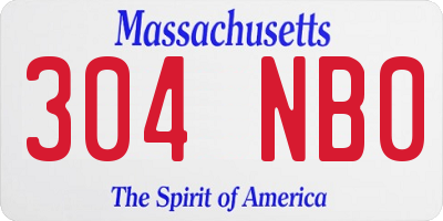MA license plate 304NB0