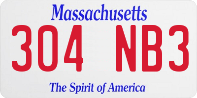 MA license plate 304NB3