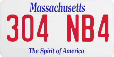 MA license plate 304NB4