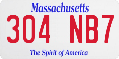 MA license plate 304NB7
