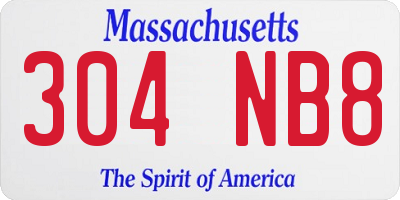 MA license plate 304NB8