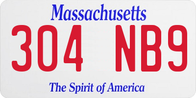 MA license plate 304NB9
