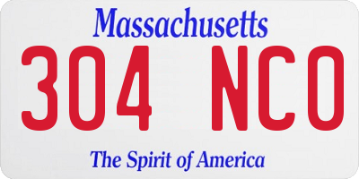 MA license plate 304NC0