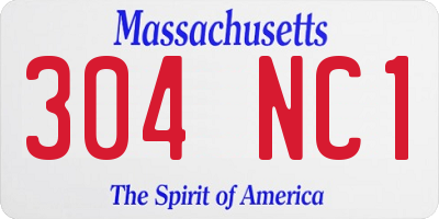 MA license plate 304NC1