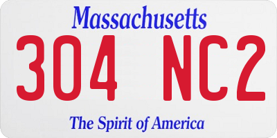 MA license plate 304NC2