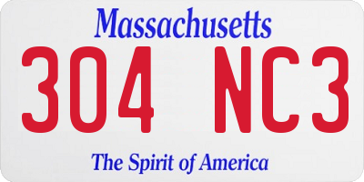 MA license plate 304NC3