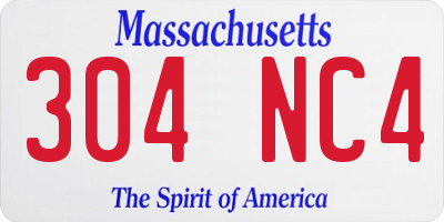 MA license plate 304NC4