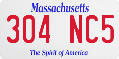 MA license plate 304NC5