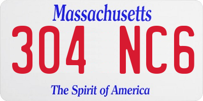 MA license plate 304NC6