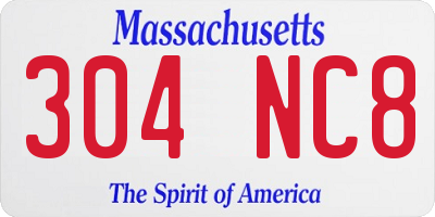 MA license plate 304NC8