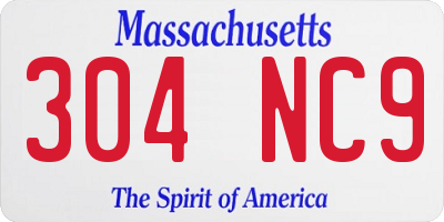 MA license plate 304NC9