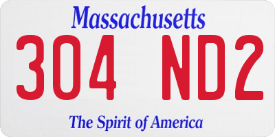 MA license plate 304ND2