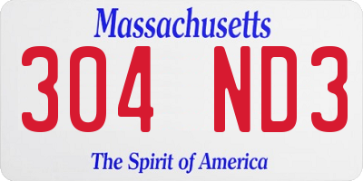 MA license plate 304ND3