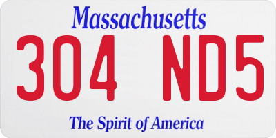 MA license plate 304ND5