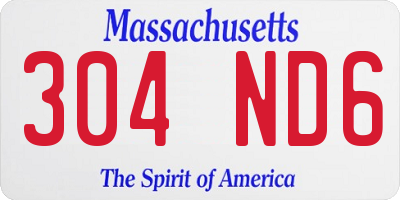 MA license plate 304ND6