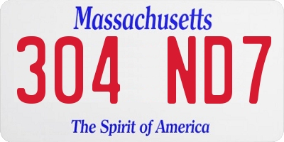 MA license plate 304ND7