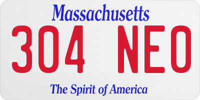 MA license plate 304NE0