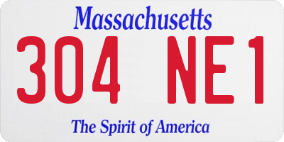 MA license plate 304NE1