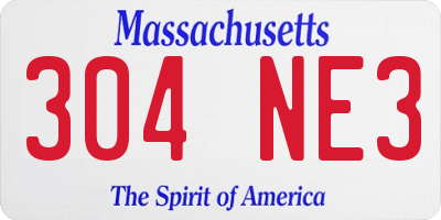 MA license plate 304NE3