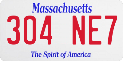 MA license plate 304NE7