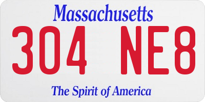 MA license plate 304NE8