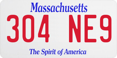 MA license plate 304NE9