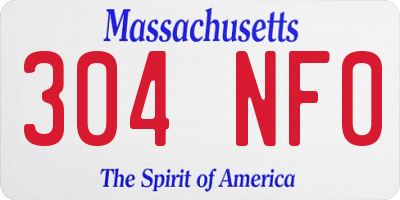 MA license plate 304NF0