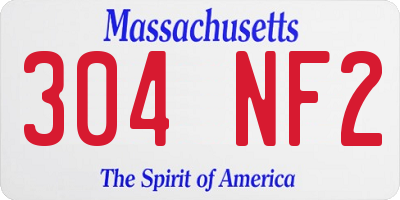 MA license plate 304NF2