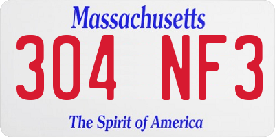 MA license plate 304NF3