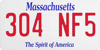 MA license plate 304NF5