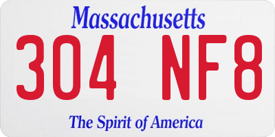 MA license plate 304NF8