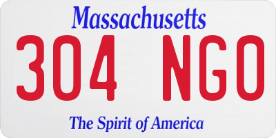 MA license plate 304NG0