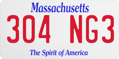 MA license plate 304NG3