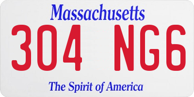 MA license plate 304NG6