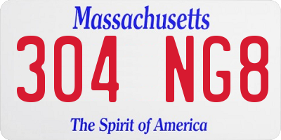 MA license plate 304NG8