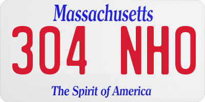 MA license plate 304NH0