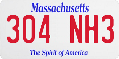 MA license plate 304NH3