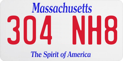 MA license plate 304NH8