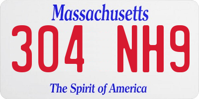 MA license plate 304NH9